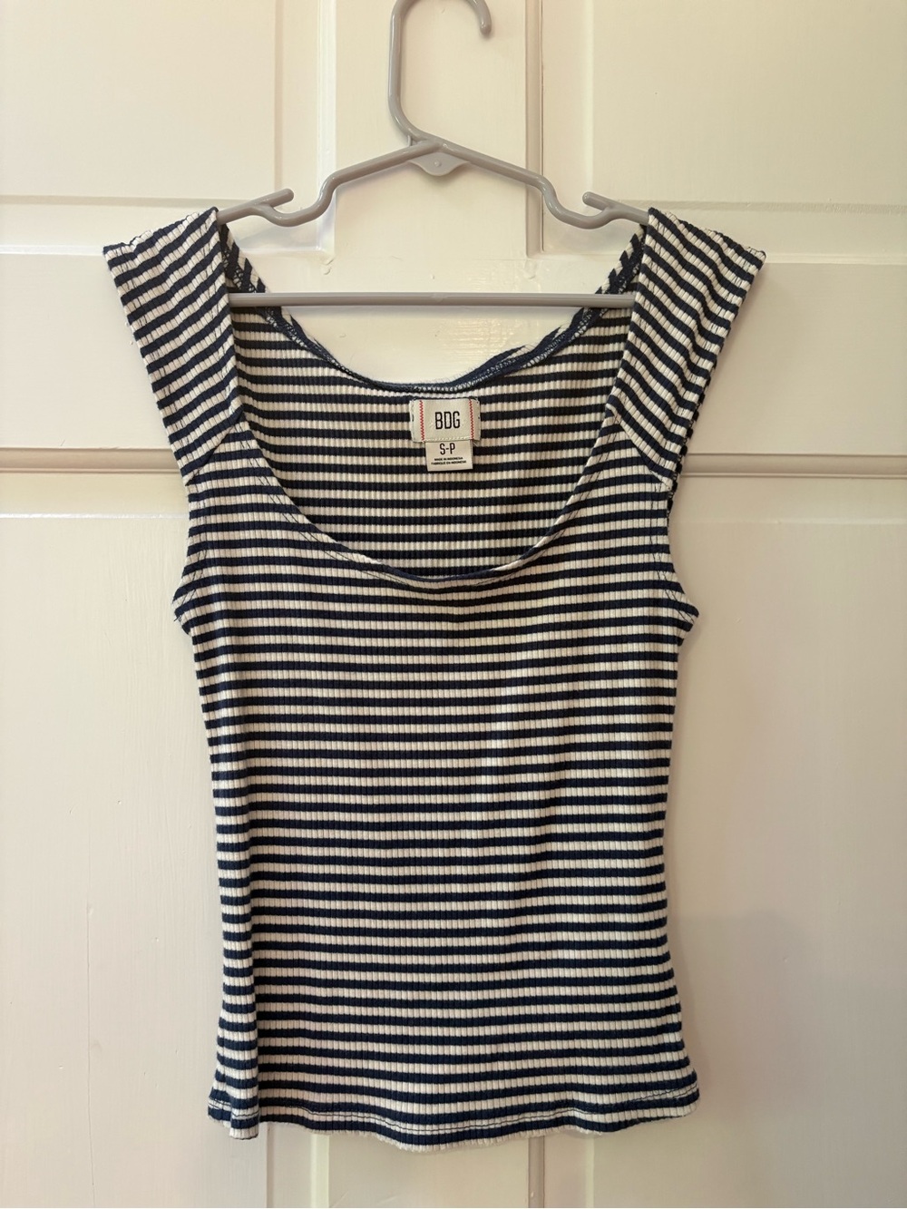 BDG Black and White Striped Ribbed Tank